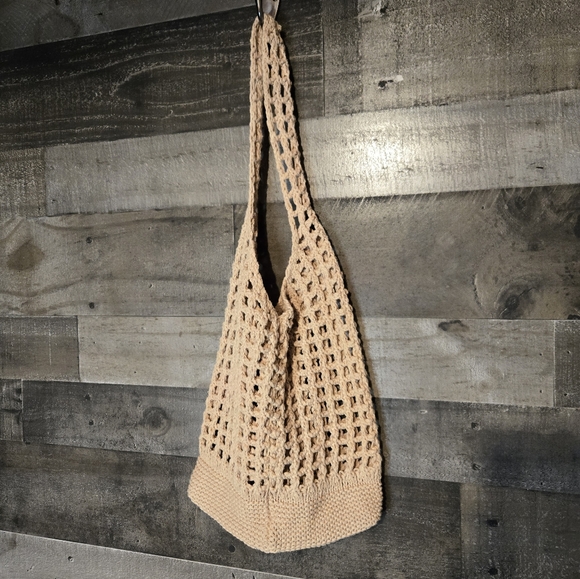 Handmade Handbags - Handcrafted Beige Crochet Market Tote Bag